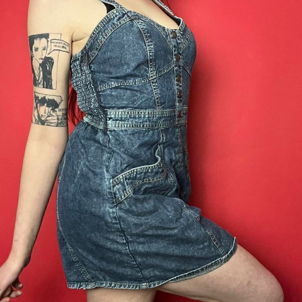 Japan / Overall denim looking mini dress with pockets 💙💙​​​​​​​​​​​ - Picture 4 of 7